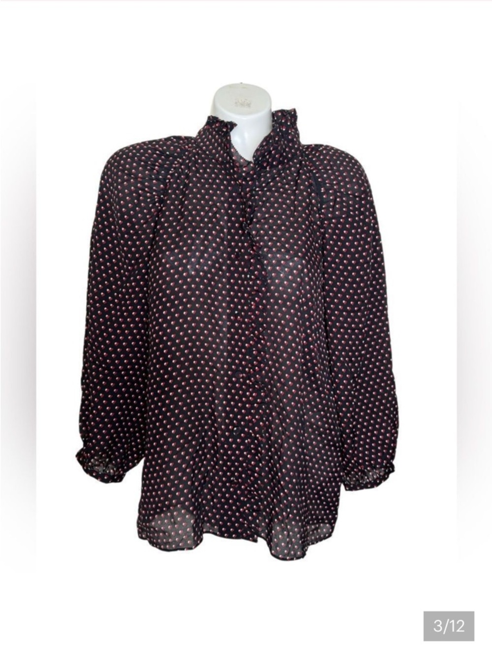 FRAME 100% Silk Black Heart Print Grace Blouse: comfortable & polished! - Picture 6 of 9
